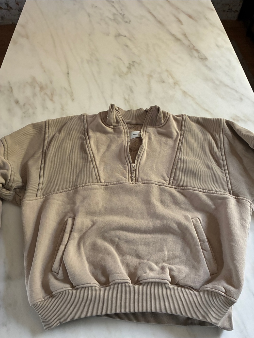 Joah Brown Beige Half-Zip Sweatshirt Pullover